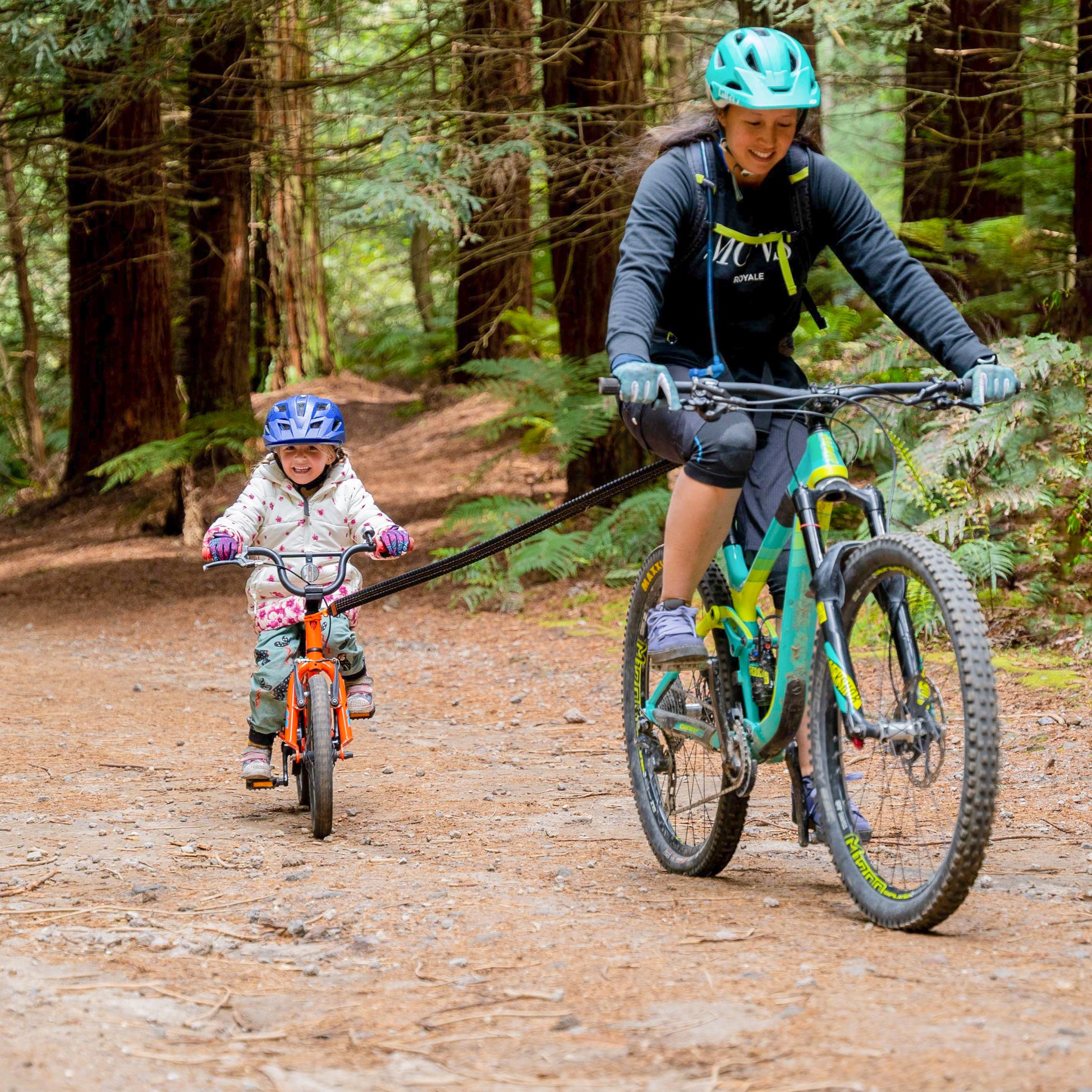 Introducing the Kids Ride Shotgun - Mountain Bike Tow Rope 