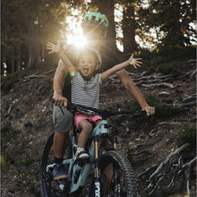 Load image into Gallery viewer, Shotgun Front Mounted Child Bike Seat Riding With Parent with Child Handlebars On Trail